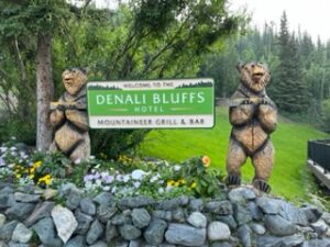 Denali Bluffs Lodge and Bar sign