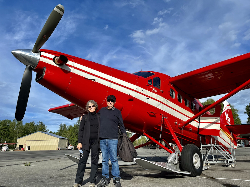 Red K-2 ski plane and John and Susan