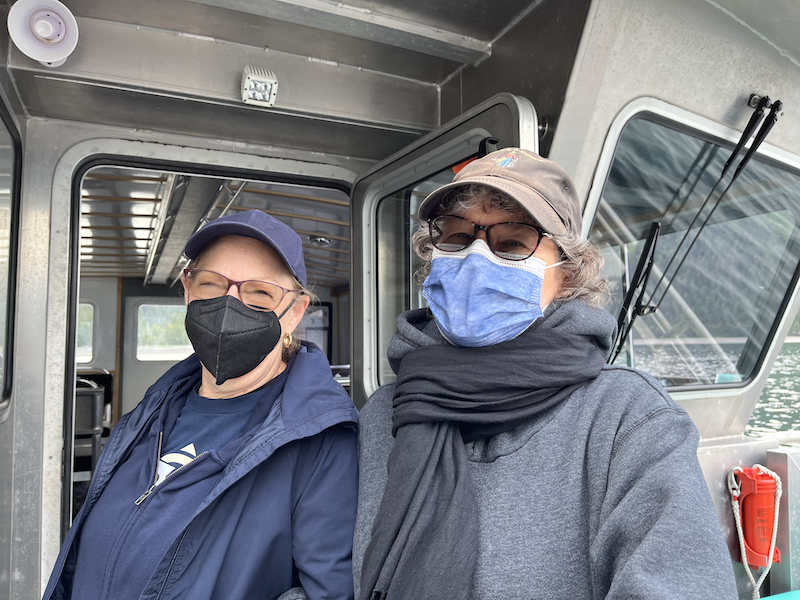 Cathy and Susan on the boat before the voyage