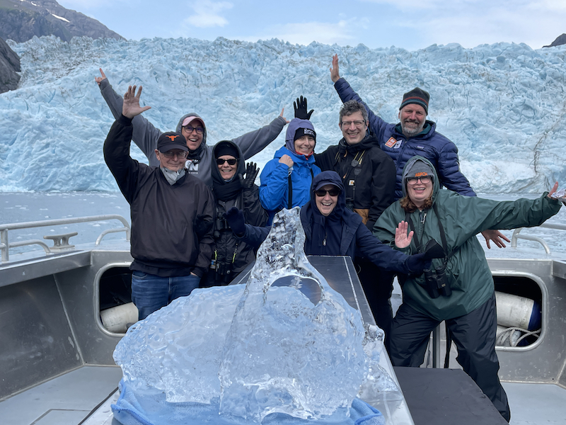 Group photo at glacier on Resurrection Bay in Alaska