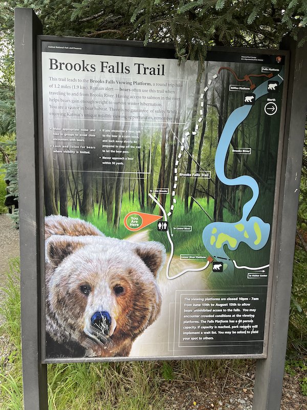 Brooks Falls trail sign