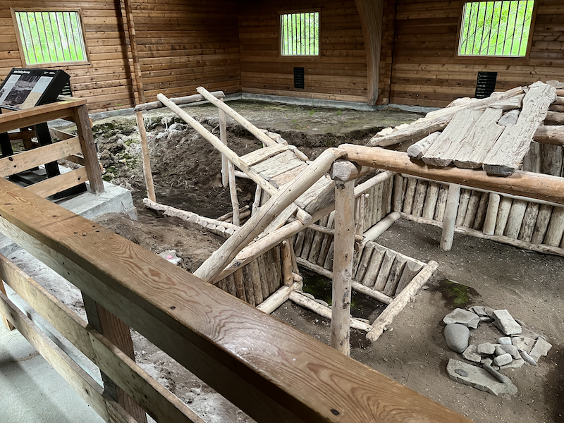 Reconstructed indigenous people's home at Brooks Falls