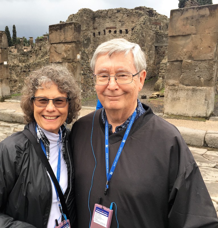 John in his windbreaker with Susan in Pompeii in 2022