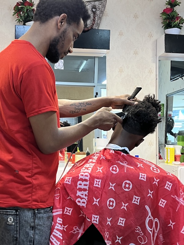 Micah haircut in Addis Ababa, Ethiopia