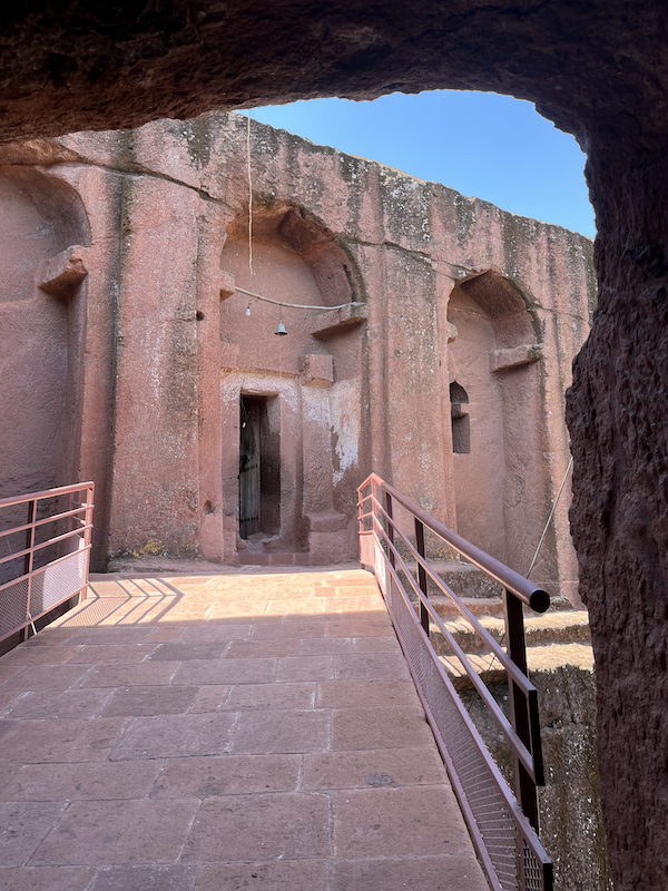 Walk way in stone church in Lalibela,Ethiopia