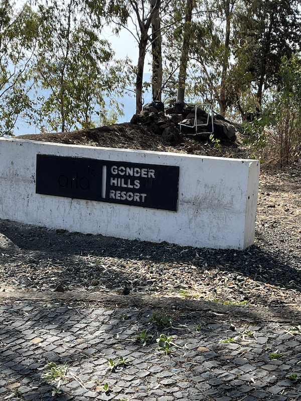 Entrance sign to Gondar Hills Resort in Gondar, Ethiopia