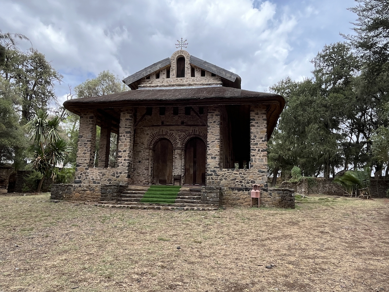 Outside of Debre Birhan Delassie Church in Gondar, Ethiopia