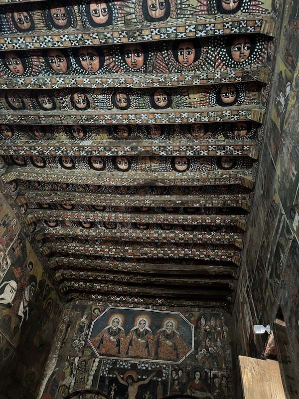 Inside of Debre Birhan Delassie Church in Gondar, Ethiopia